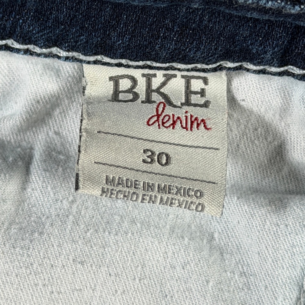 BKE Women’s Distressed Dark Blue Denim Jean Shorts - Picture 11 of 16